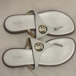 Michael Kors White and Gold Sandals